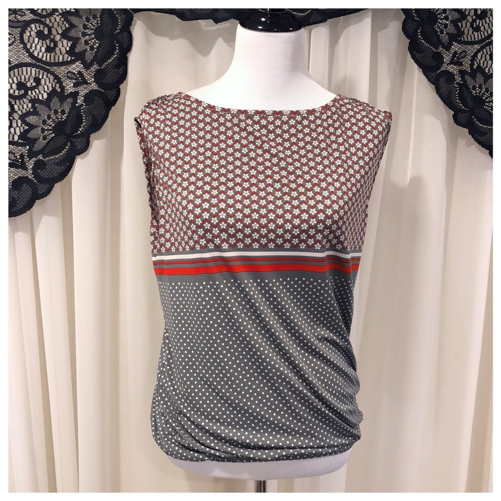 Max Studio Floral Polka Dot Sleeveless Top
